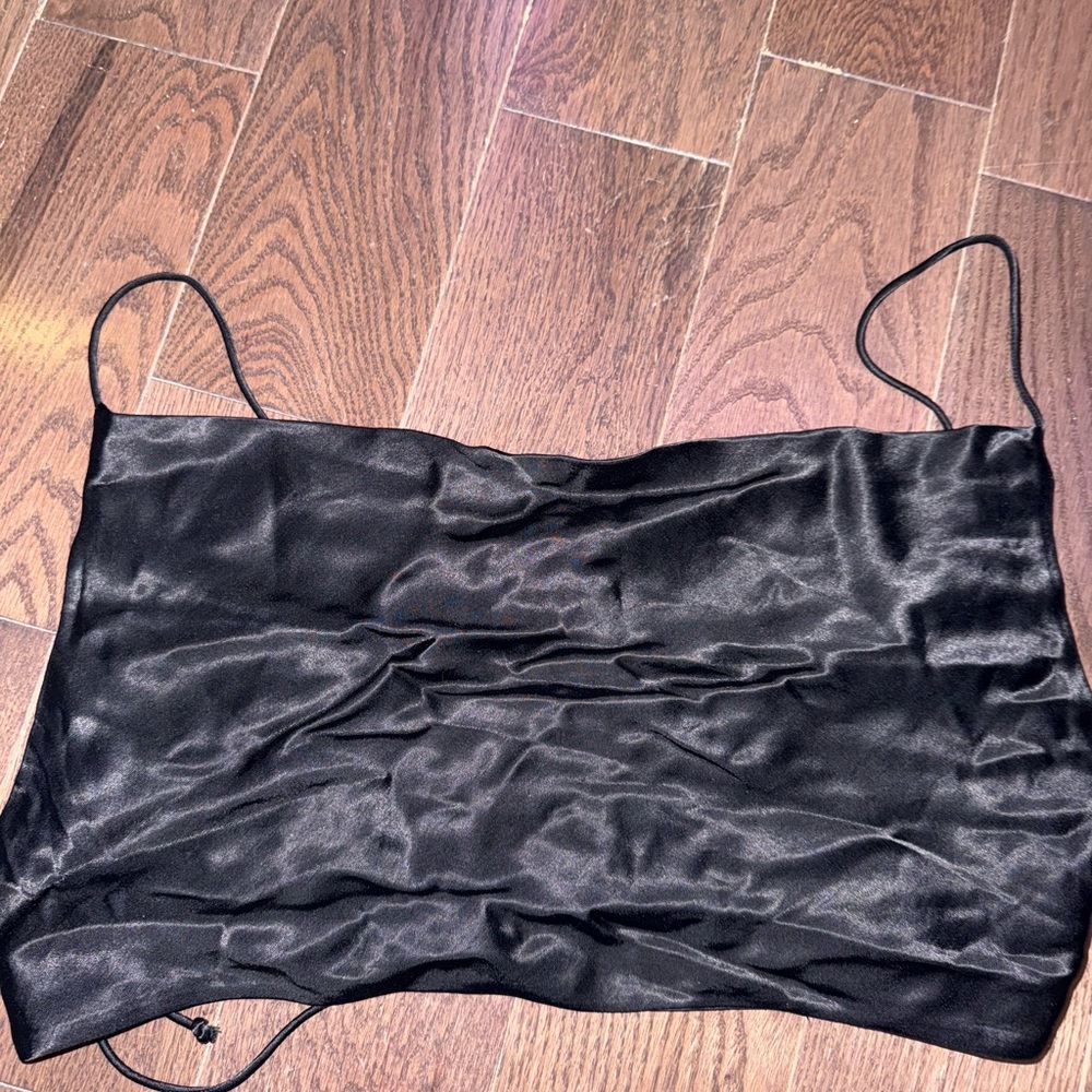 Zara Midnight Black Satin Top